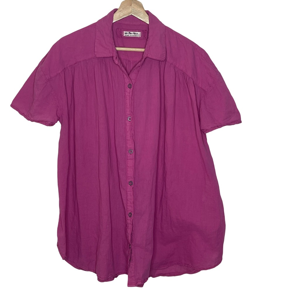 We The Free Shirt Extra Small Pink Button Down Short Sleeve‎ Tunic Top